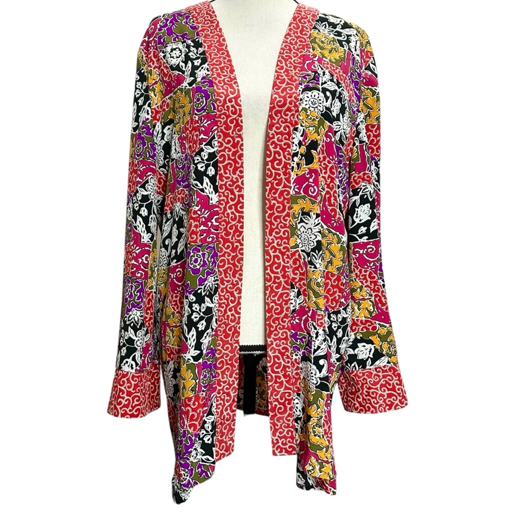 Ms Chaus Shrug M Floral Satin Swim Cover